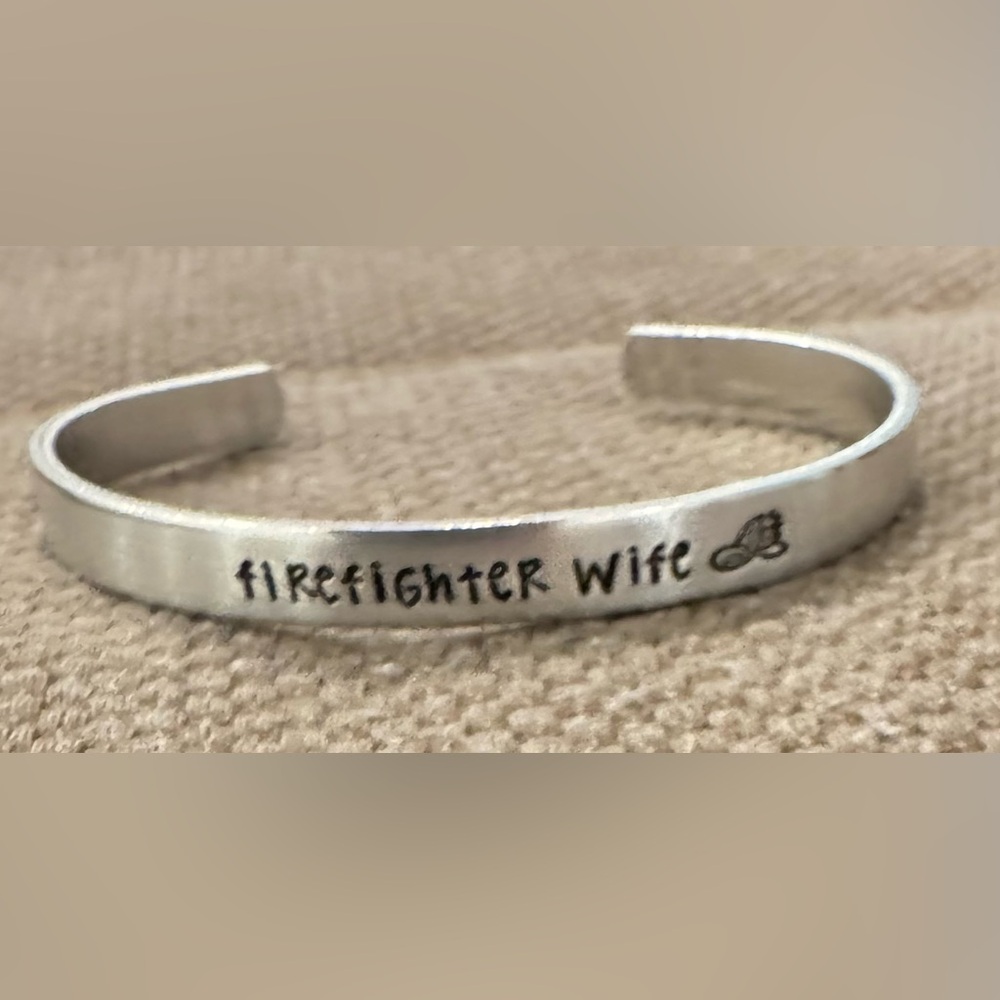 Silver Firefighter Wife Bracelet